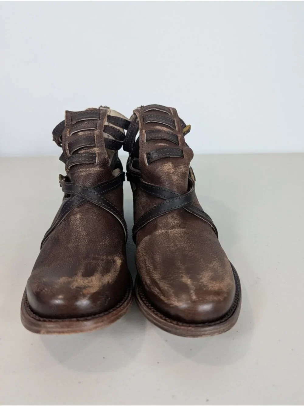 Freebird by steven stair women's strappy ankle boot leather size 8 brown